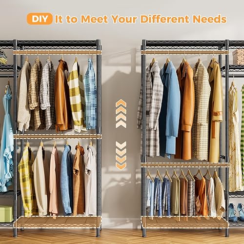 Miniatura 4 de TONNSO T02 - Perchero resistente de 4 niveles de alambre ajustable con 3 varillas para colgar, armario independiente de 45 pulgadas de largo x 16.5