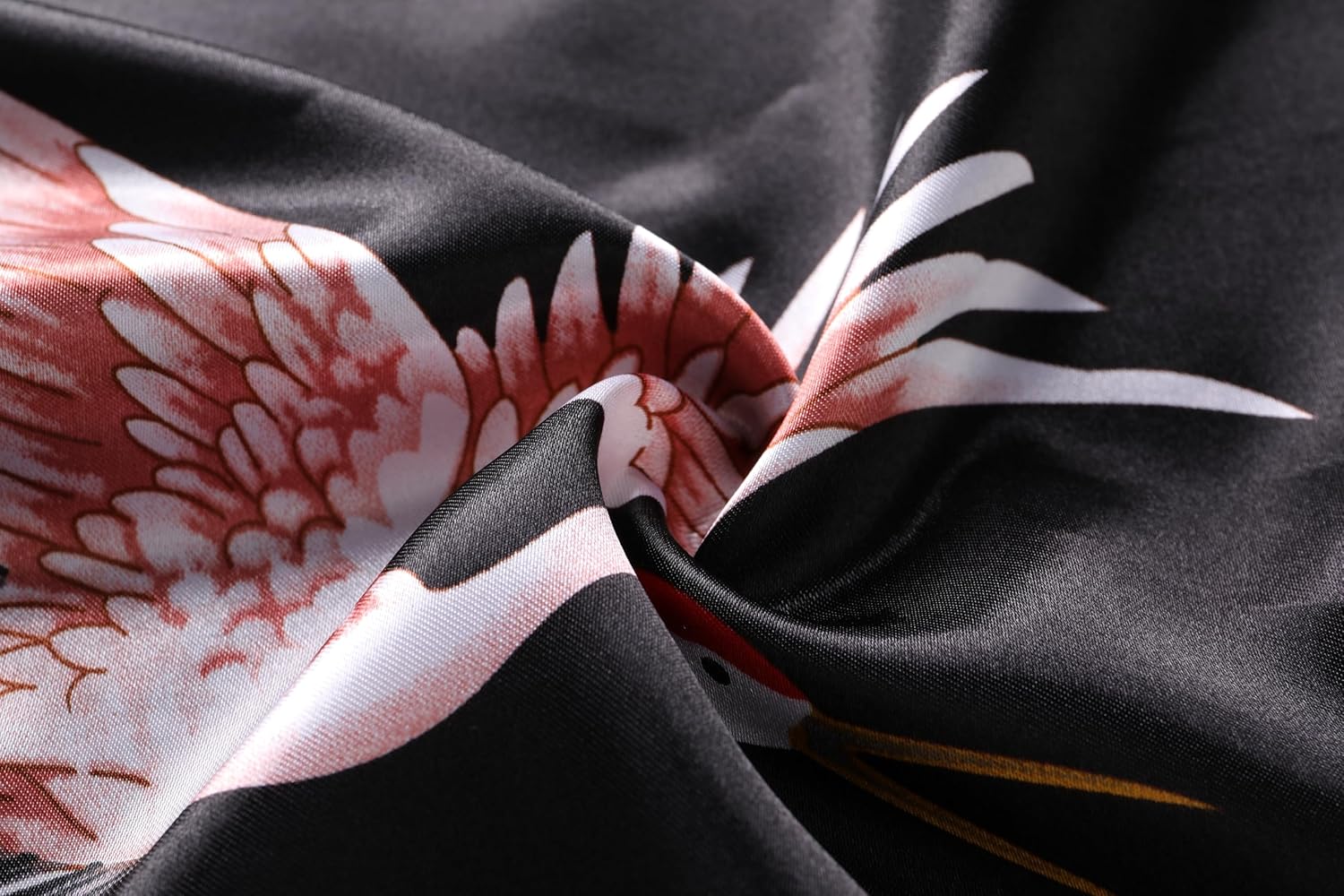 PRODESIGN Long Kimono Robe Satin Sleepwear Blouse Bathrobe Nightgown Silky Crane Kimono Cardigan Robe - Image 7