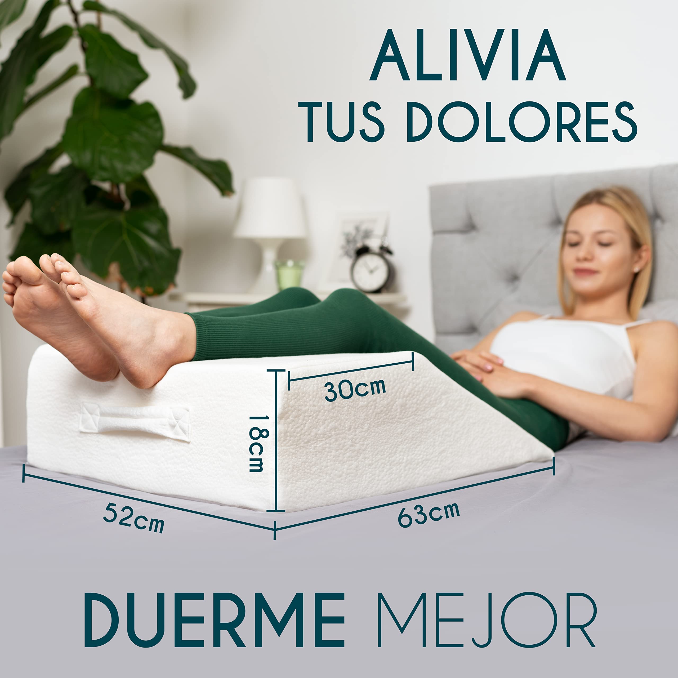Dreamzie Almohada para Piernas Cojin para piernas Terapéutico Memoria de Forma - Dolor de Espalda, Rodillas, Post-operatorio, Piernas Pesadas, Circulación - Transpirable Lavable Hipoalergénico