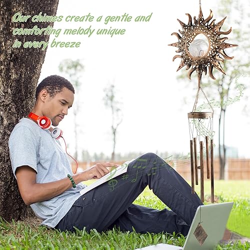 Miniatura 2 de Campanillas de viento solares con forma de sol, decoración de exteriores, patios y jardines, regalo para mujeres, madres, abuelas, en Acción de