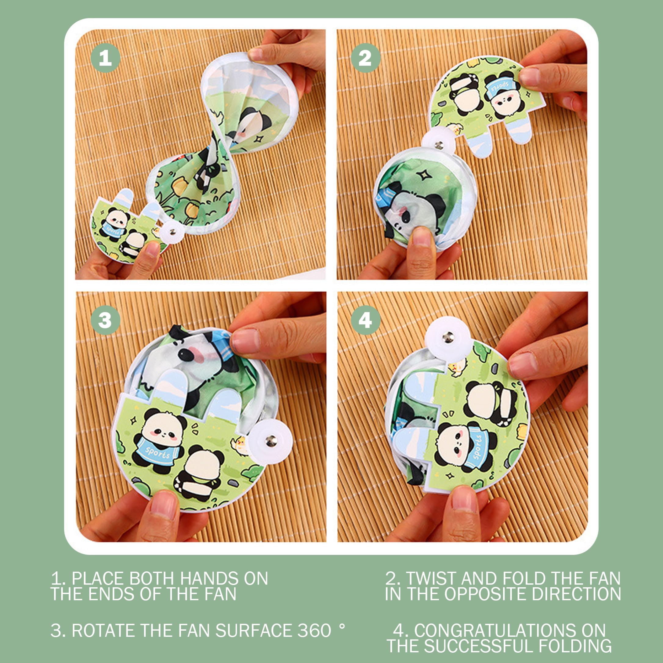 6-teiliges faltbares Handfächer-Set, süße Panda-zusammenklappbare runde Fächer, tragbare Kühlausrüstung für Strandreisen, Festivals, Partygeschenke, 20, 3 cm