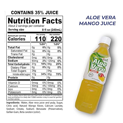 Miniatura 9 de Vinut Jugo de aloe vera puro sabor original con pulpa (16.9 onzas líquidas, paquete de 12), no de concentrado, bebida fresca de aloe vera, fuente
