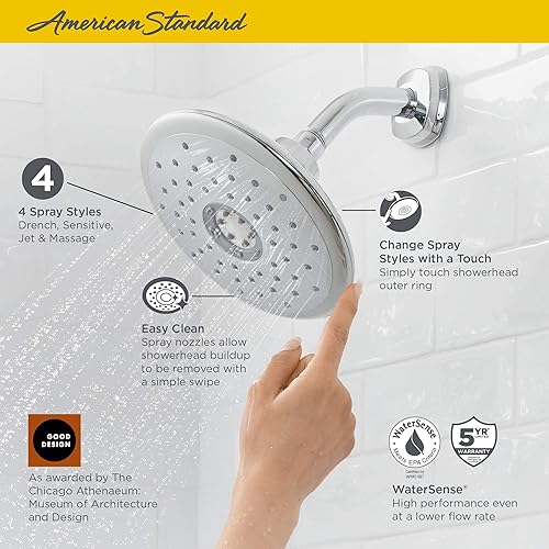 Miniatura 7 de American Standard 9035374.295 Spectra+ Touch - Cabezal de ducha de 4 funciones, 2.5 GPM, níquel cepillado