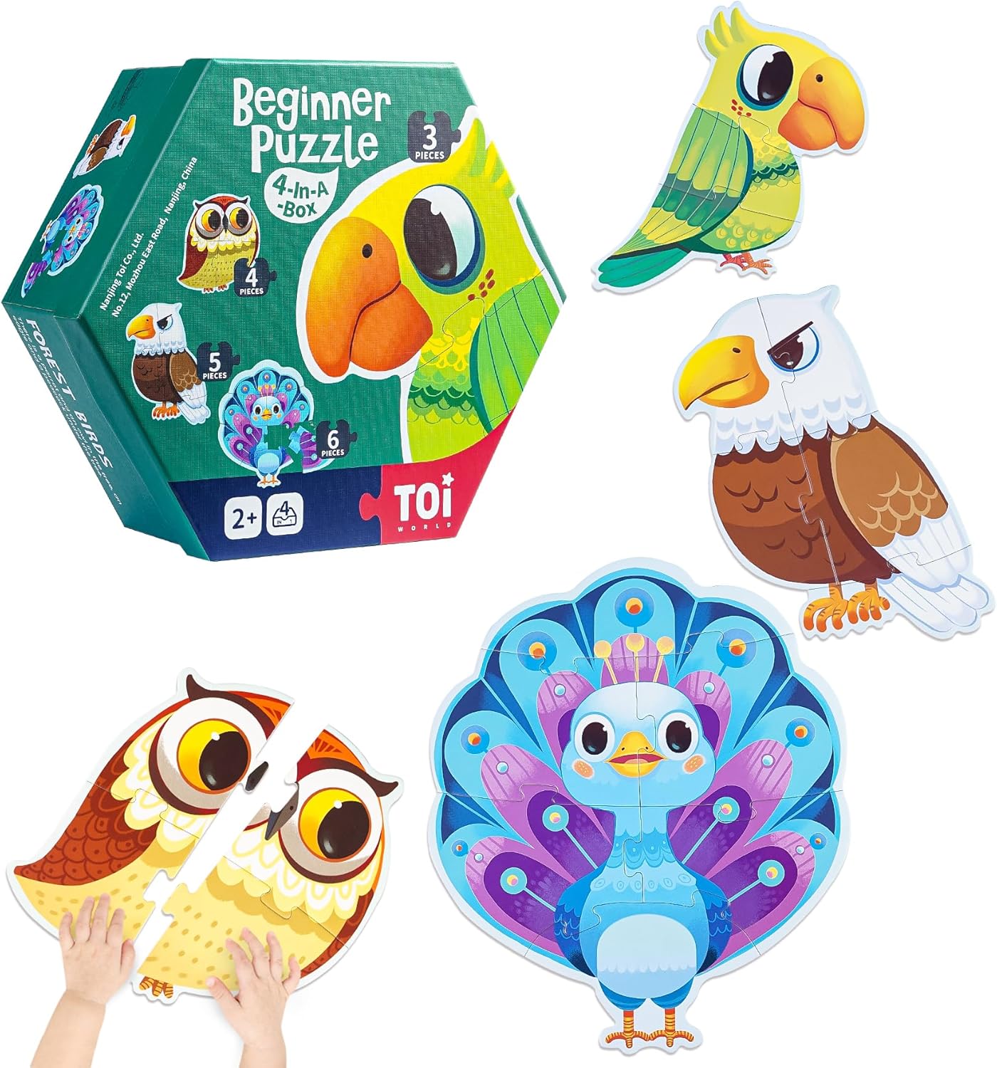 TOI Large Piece Toddler Puzzles for 2-4 Years Old, 4 Packs Beginner Puzzles for Toddlers, Kids Big Shape Preschool Learning Puzzle for Boys Girls Gift, Farm Animals