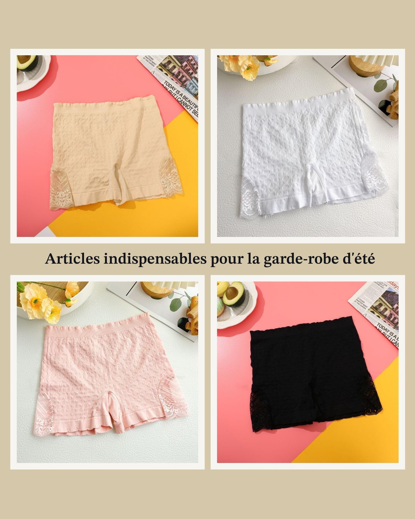 FINETOO Lot de 4 Boxer Femme sans Couture Culotte Seamless Shorty Boyshorts S-XL