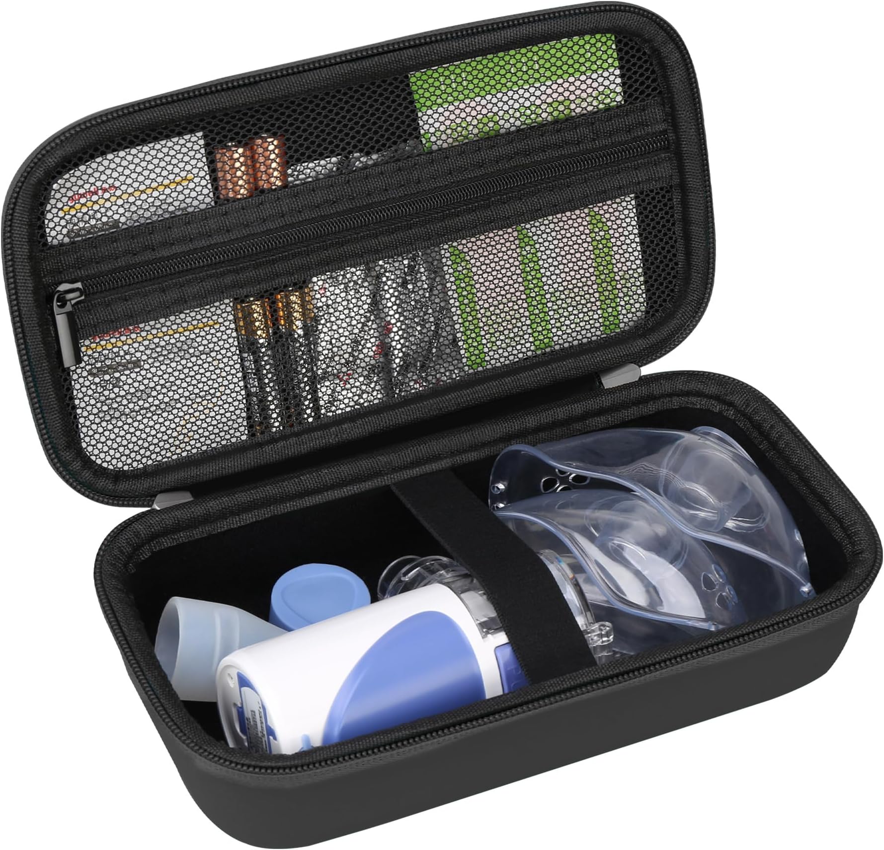 Elonbo Carrying Case for Portable Handheld Inhaler Nebulizer Machine for Adults and Kids, Asthma Inhaler Spacer Travel Case, Handheld Mesh Atomizer Machine Holder, Inhaler Spacer Bag, Black. CASE ONLY