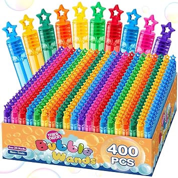 500 Pcs Mini Bubble Wands in 10 Colors, Bulk Party Favors for Kids, Themed Birthday, Christmas, New Year, Valentine, Carnival, School Classroom Prizes for Boys & Girls, Ideal Goodies Bags Stuffers
