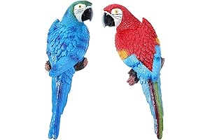2 Pieces Parrot Outdoor Decor Tiki Bar Decorations: Liven Your Yard with Vibrant Parrot Sculptures