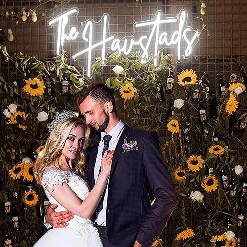 Letreros de neón personalizados para letreros de boda, letrero de neón personalizado con nombre LED grande, letrero de neón personalizable para
