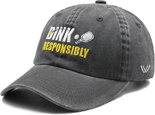 Waldeal Pickleball Hat, Dink Responsibly Baseball Cap, Adjustable Washed Baseball Cap for Men Women