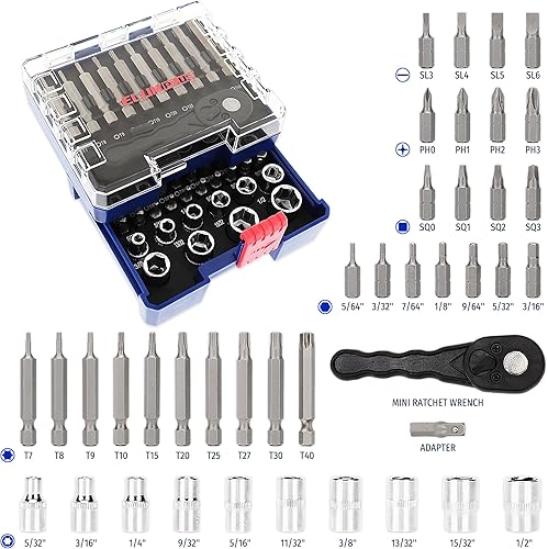 Miniatura 2 de Juego de 102 puntas de destornillador, juego de puntas Torx de 14 de pulgada, juego de destornilladores de punta magnética que incluye soporte para