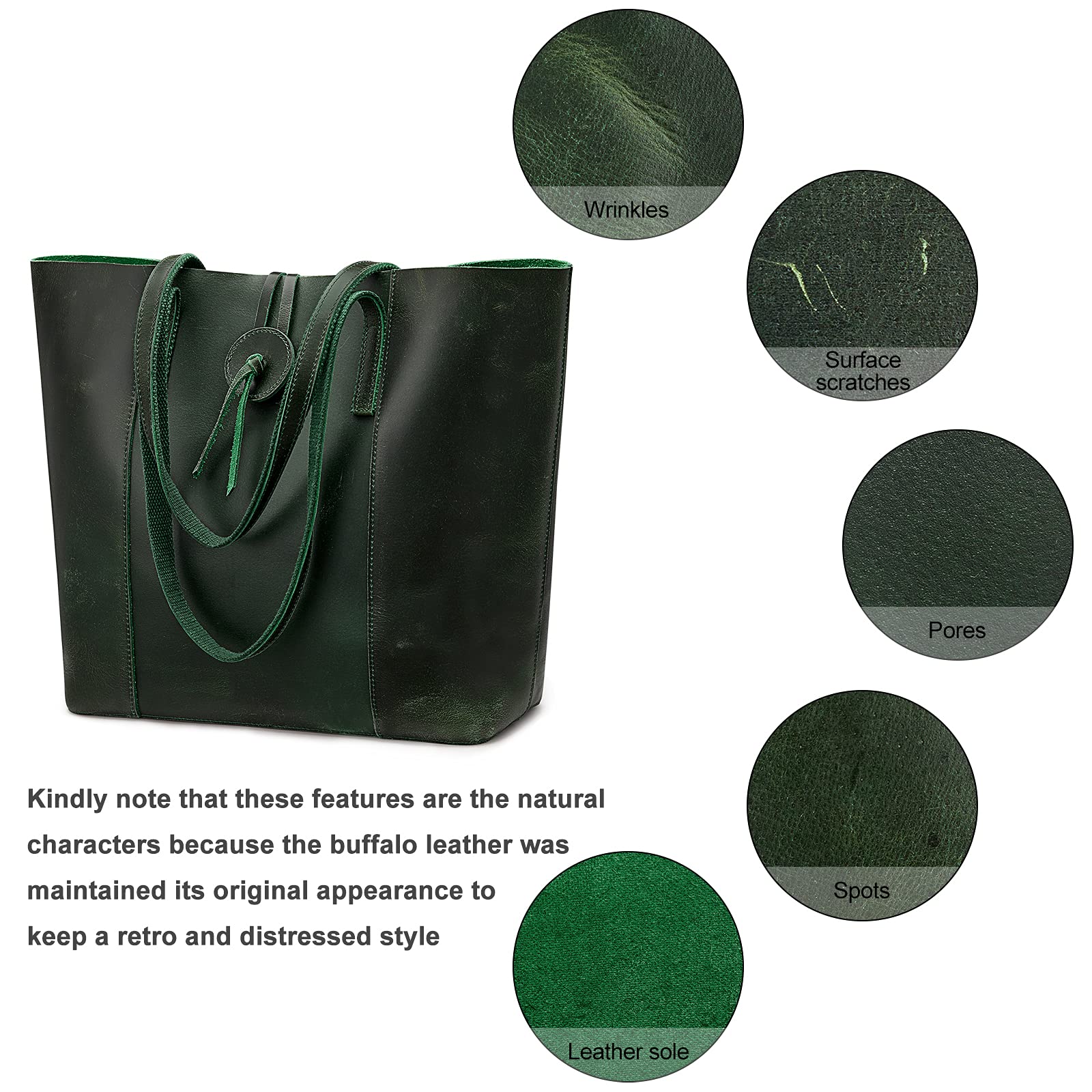 S-ZONE Vintage Genuine Leather Tote Bag for Women Large Shoulder Purse Handbag