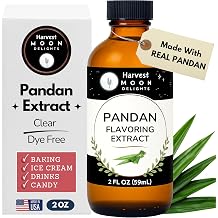 Pandan Extract for Baking, Drinks, Ice Cream and Candy - 2 Oz - Harvest Moon Delights - Water-Soluble - Pandan Flavoring, Flavor - Clear & Dye Free 2 OZ