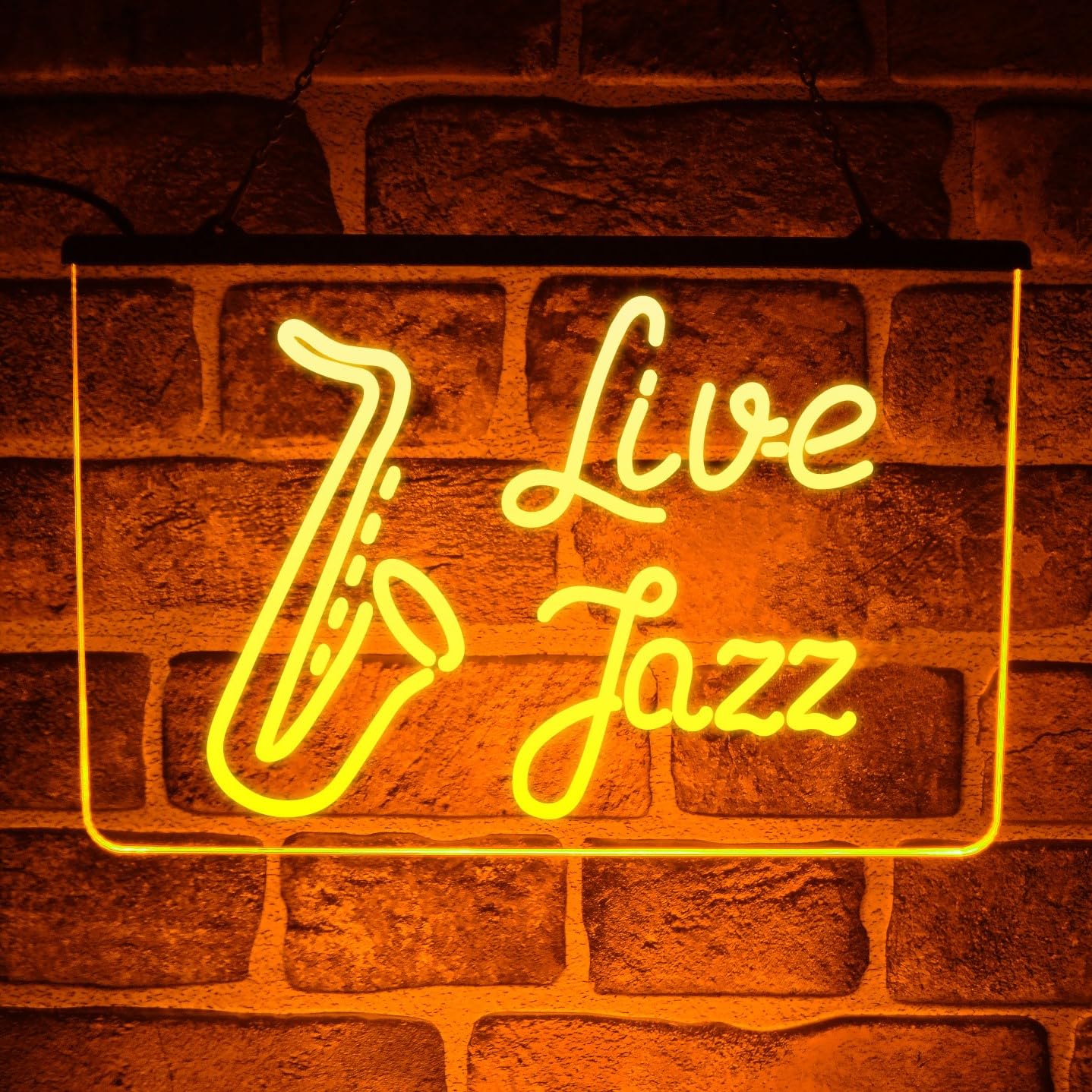 Paint The Town Led Yellow Live Jazz Music Led Neon Sign – Multicolour Sax Wall Light For Bar, Pub, Blues Club, Home Décor Studio – Usb Powered (Yellow)