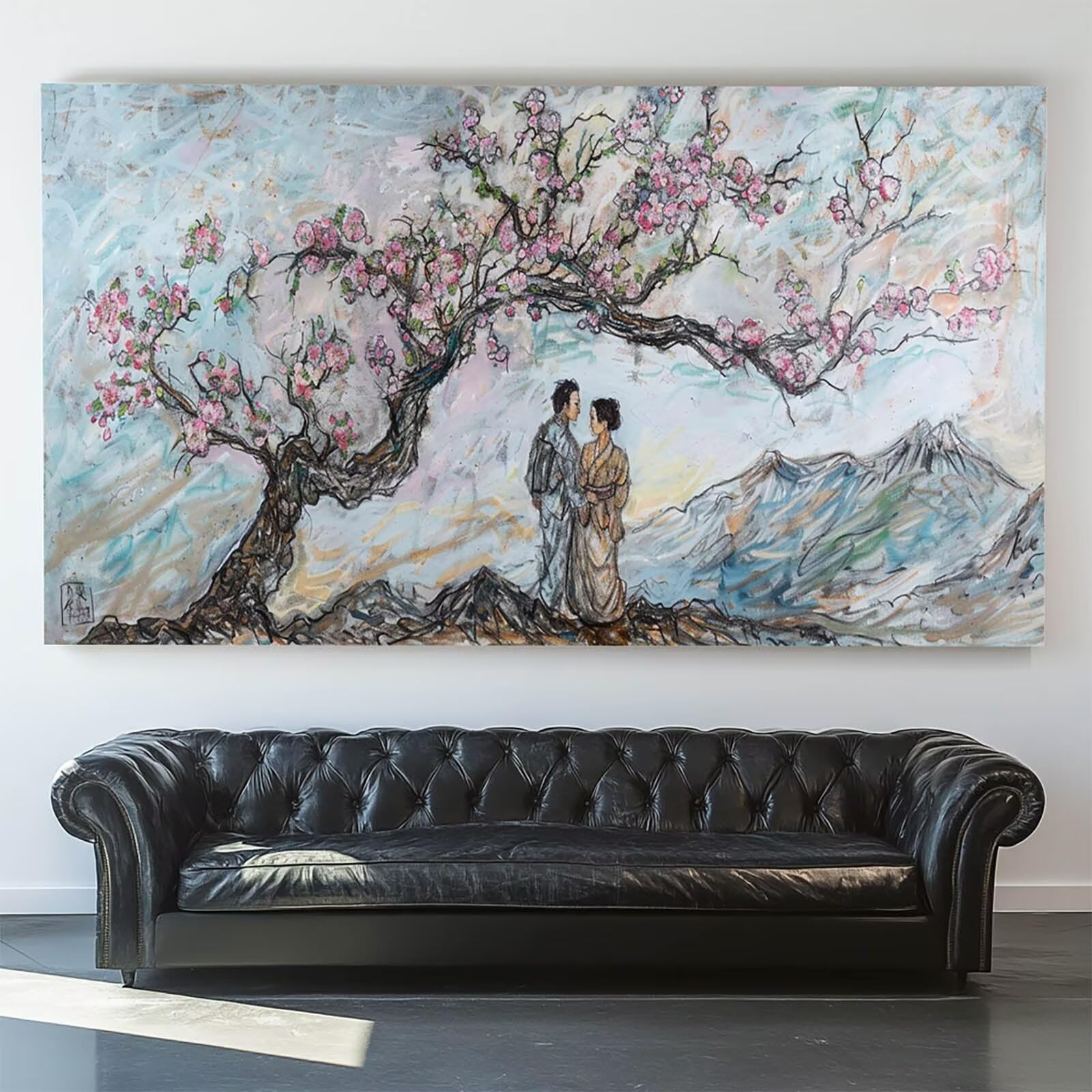 DIY Malen nach Zahlen Erwachsene Baum Malen nach Zahlen ab 7 jahre Mädchen Paar Kreativ set für Erwachsene mit Leinwand Acrylfarben set und Pinsel, Bastelset zum Bemalen für Wanddeko 100X200cm 9w-0-T