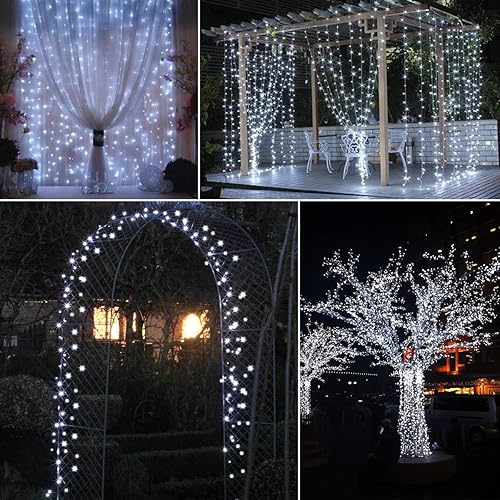 Miniatura 4 de AMIR Cadena de luces solares mejoradas para exteriores mini 33 pies 100 luces LED de alambre de cobre luces de hadas alimentadas por energía solar