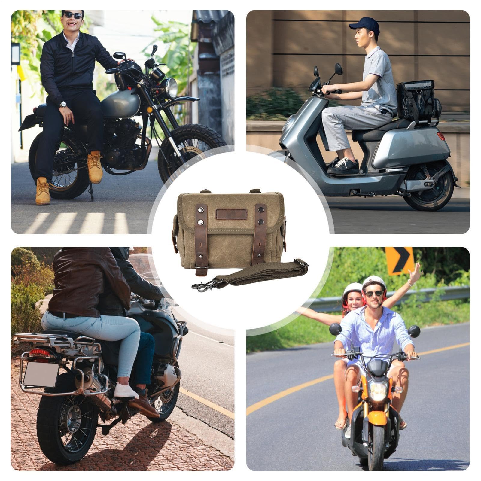 Sacoches de selle détachables en toile pour moto - Ensemble de sacoches arrière et latérales, sacoches pour moto
