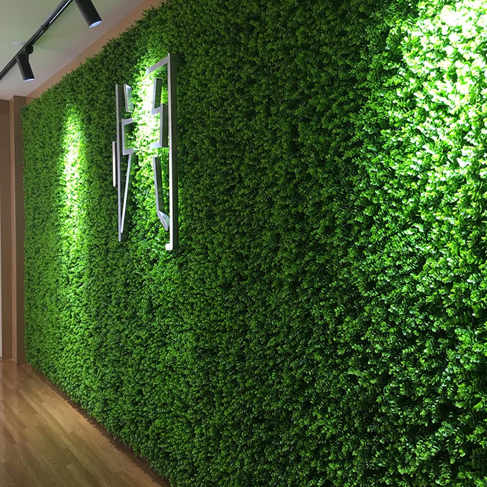 18 PCS Artificial Leaves Hedge Panels Hedge Wall Panels Artificial Grass Backdrop Wall 40 X 60cm 4cm Green Grass Wall for Decor Privacy Fence Indoor Outdoor Garden (Eucalyptus Light Green - Image 6
