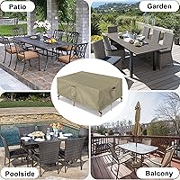 Vista 8 de OutdoorLines Juego de fundas impermeables para muebles de mesa de patio al aire libre, funda rectangular para sofá exterior, resistente a la Camello