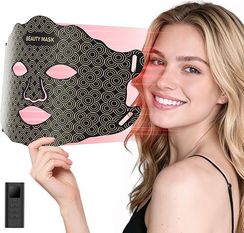 Red Light Therapy for Face, Red Light Therapy Mask with Detachable Eye Pads, 7 Colors LED Face Mask Light Therapy, 630nm Red Light Mask, Rechargeable Skincare at Home for Women