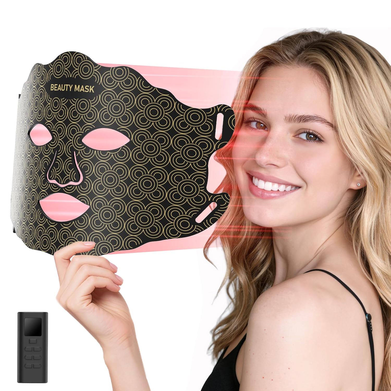 Red Light Therapy for Face Neck Red Light Mask 7-1 Colors LED Light Therapy mask Rechargeable LED Face