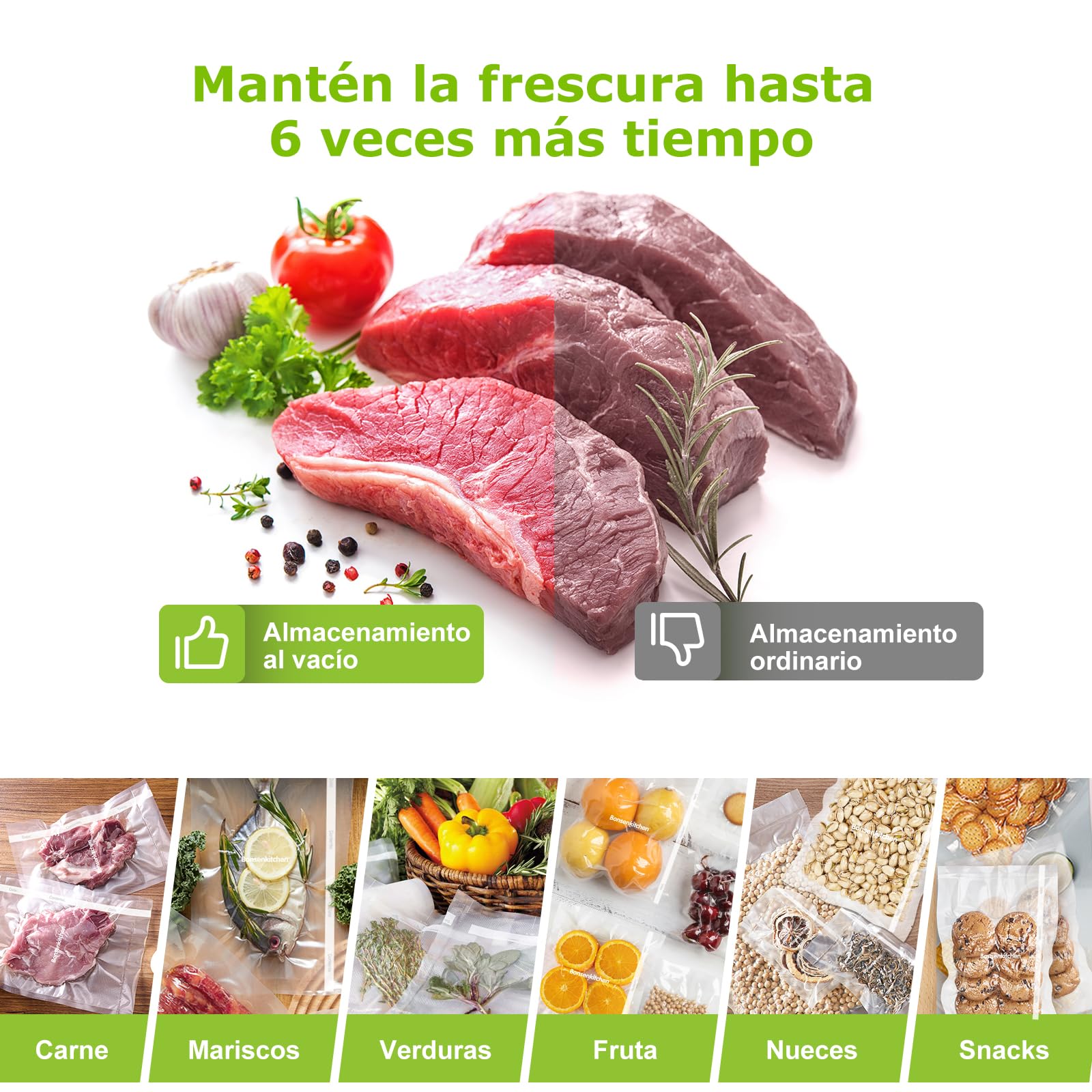 Bonsenkitchen Rollos al Vacío 28x600cm Bolsas Gofradas para Envasadora VB3207