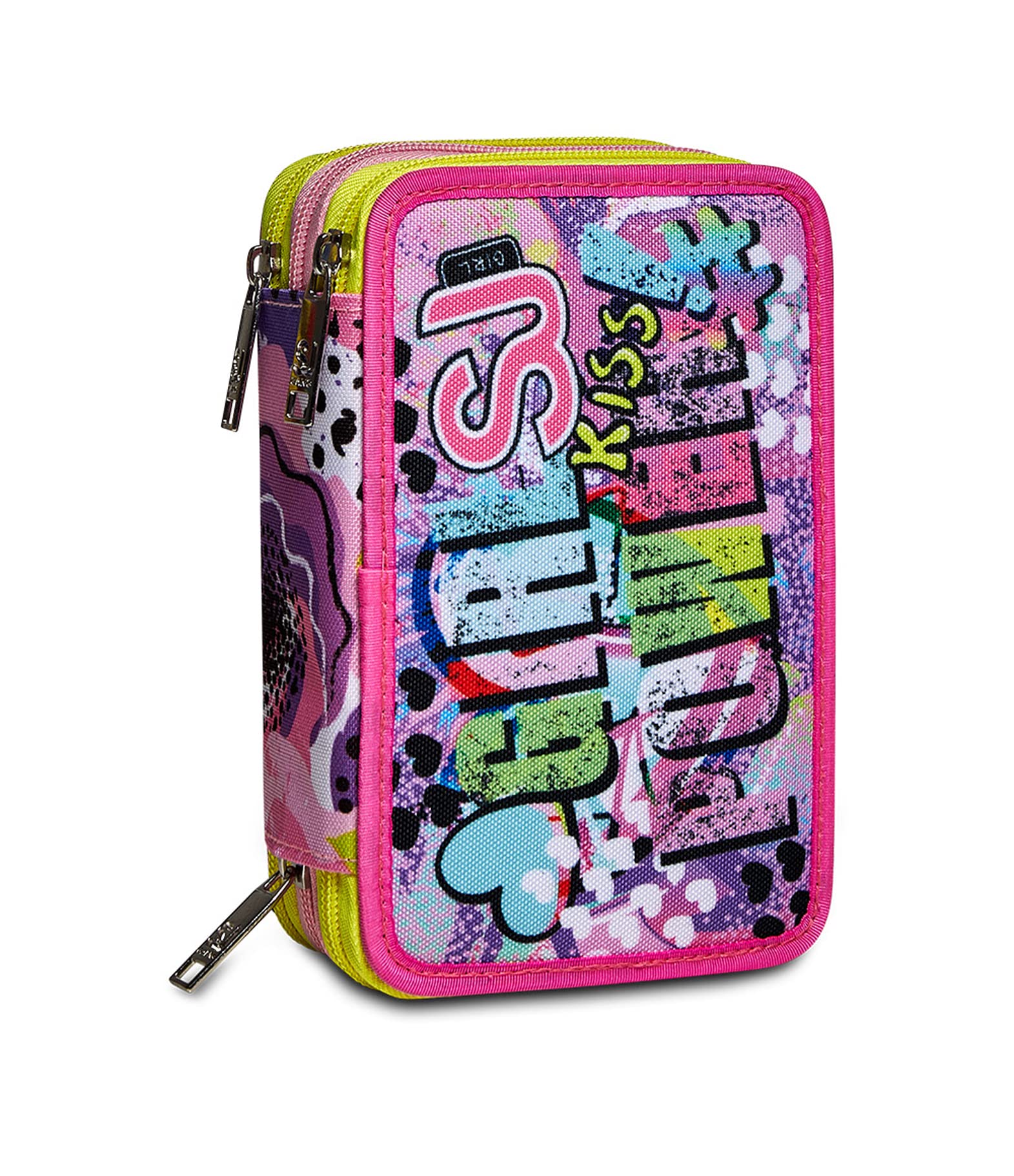SJ GANG STYLE JAM GANG Astuccio 3 Zip Astuccio 3 Zip, Bambine e ragazze, Rosa, Taglia Unica