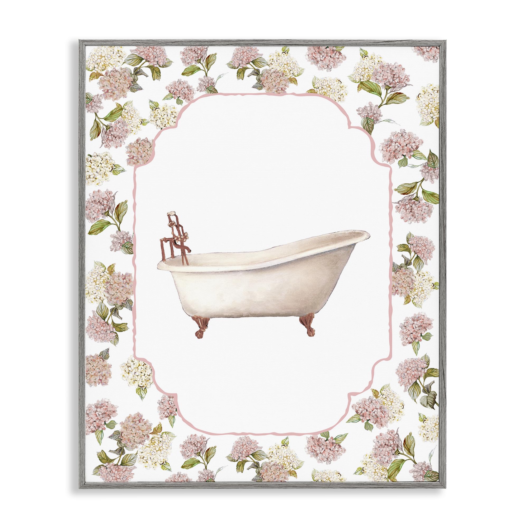 Stupell Industries Vintage Hydrangea Bathtub Bloom 'Elegant Hydrangeas Bathtub', Framed Giclee Art, Gray, 11 X 14 Inches, Easy To Hang And Sturdy, Made In Usa, By Carol Robinson