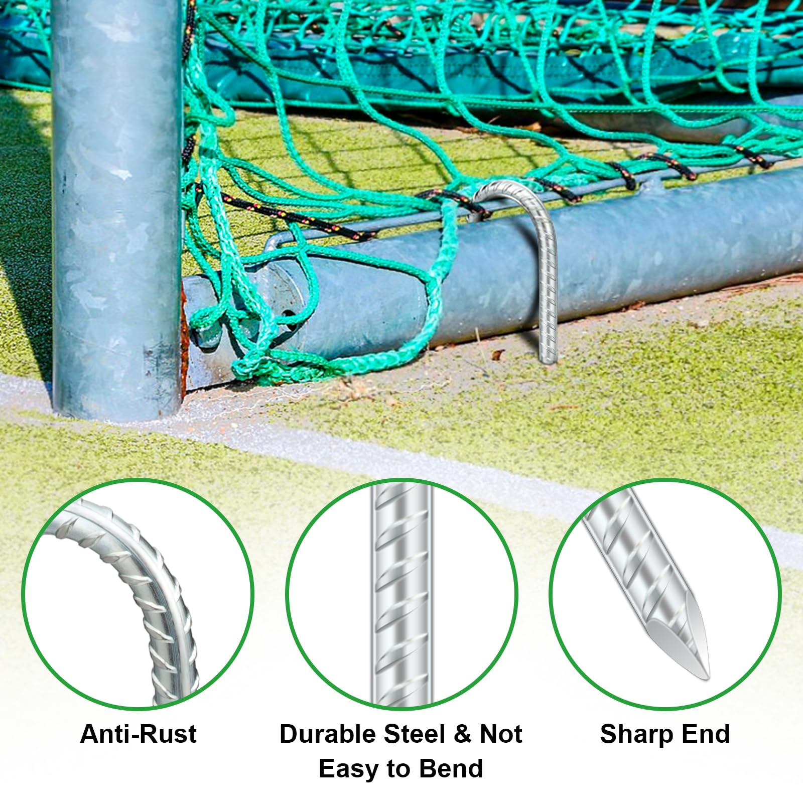 Piquet Ancrage Lot De 6 Piquets D'Ancrage 30cm En Acier Galvanisé U26fa Pour Trampoline, Tente