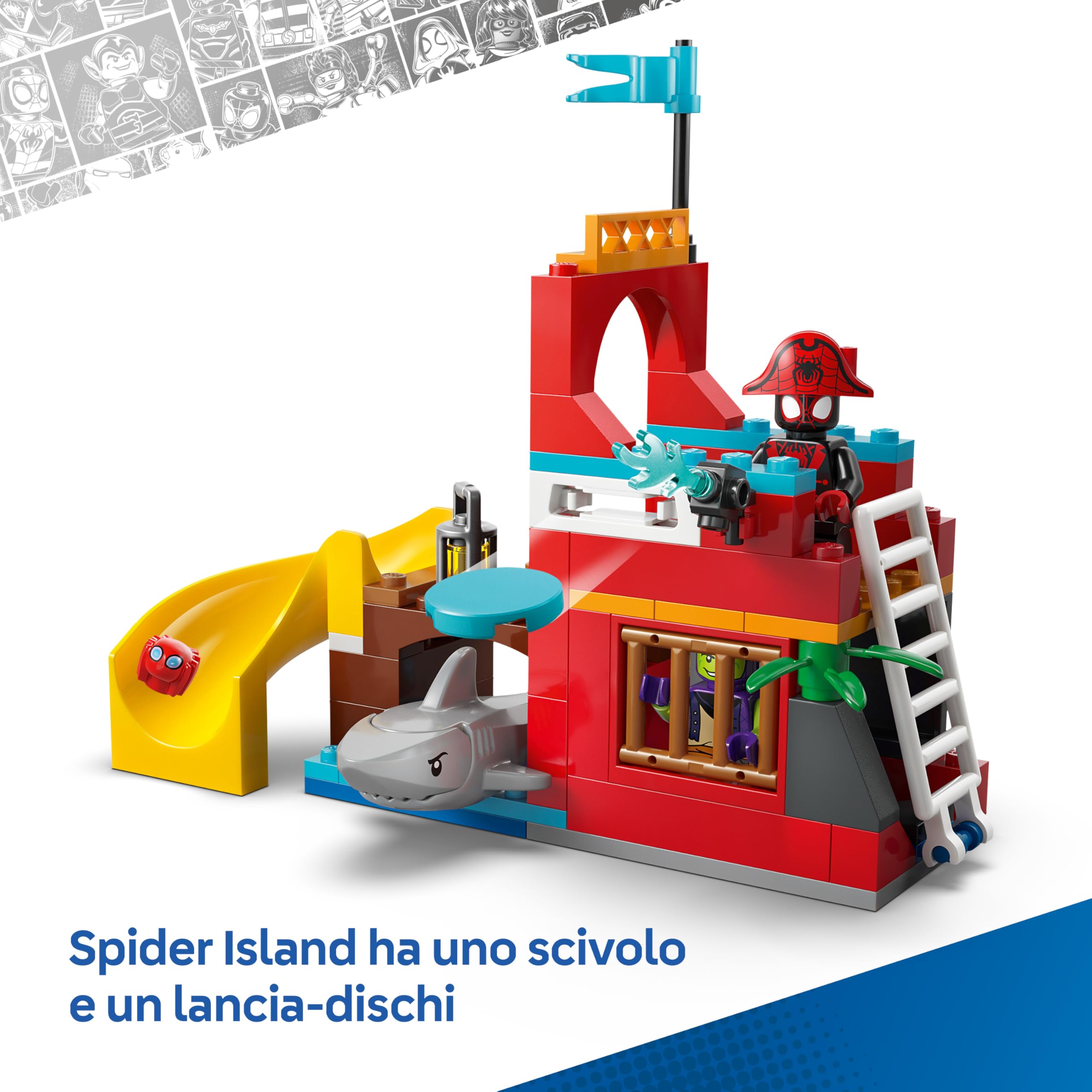 LEGO ǀ Marvel Nave Pirata del Team Spidey - Set dei Supereroi con Nave Giocattolo, 2 Barche e 4 Minifigure - Regalo per Bambini da 4 Anni Fan dello Show Spidey e i Suoi Fantastici Amici - 11208