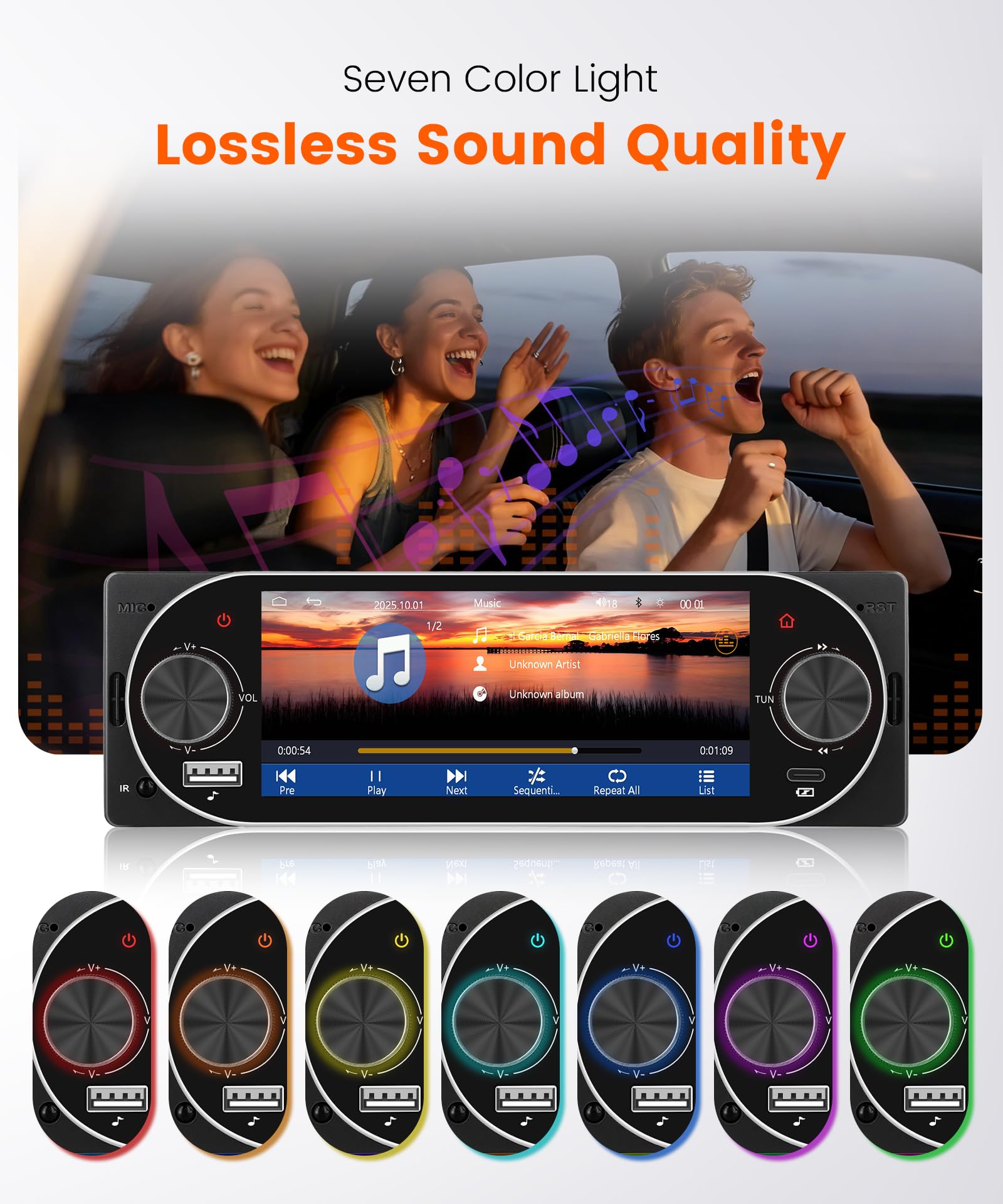 Rimoody Autoradio 1 DIN con Carplay e Android Auto Wireless - Schermo 5,1 Pollici, Bluetooth 5.2, Mirror Link, Comandi al Volante, Telecamera Posteriore per Auto