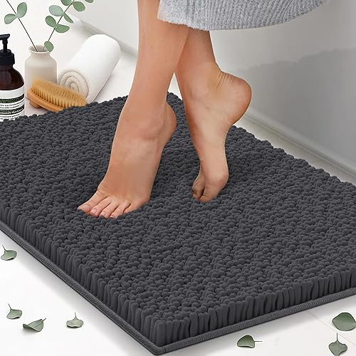 Miniatura 6 de Tapetes de baño de felpilla de 22 x 14 pulgadas, tapetes de baño absorbentes de felpa de secado rápido, suaves y lavables a máquina, alfombras