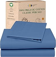 Vista 31 de California Design Den Juego de 2 sábanas individuales - 100% algodón orgánico, sensación de percal crujiente y transpirable, sábanas blancas
