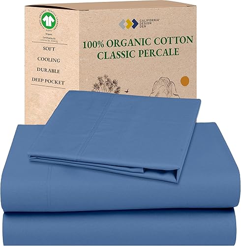 Vista 43 de California Design Den Sábanas de tamaño Queen – Sábanas suaves 100% 100% algodón orgánico con bolsillos profundos, percal nítido, transpirable y 04