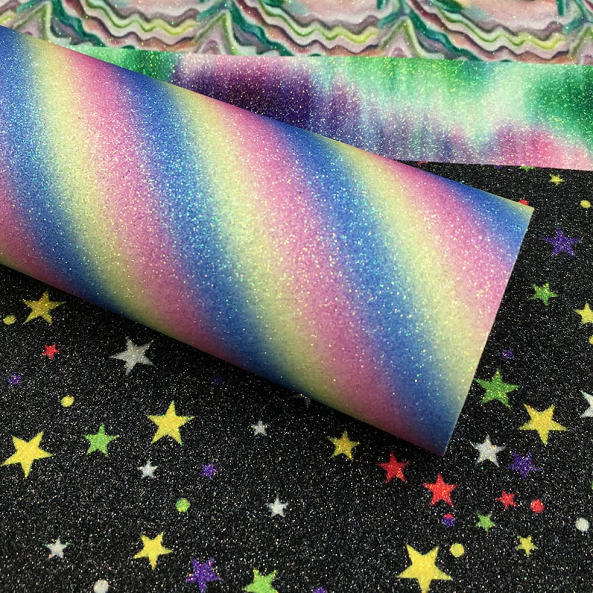 Gadpiparty Weich Reißfest Pu Lederstoff A5 Regenbogen Farbverlauf 4 Stück zum Basteln für Selbstgemacht Handarbeiten für Schmuck und Schuhmaterial