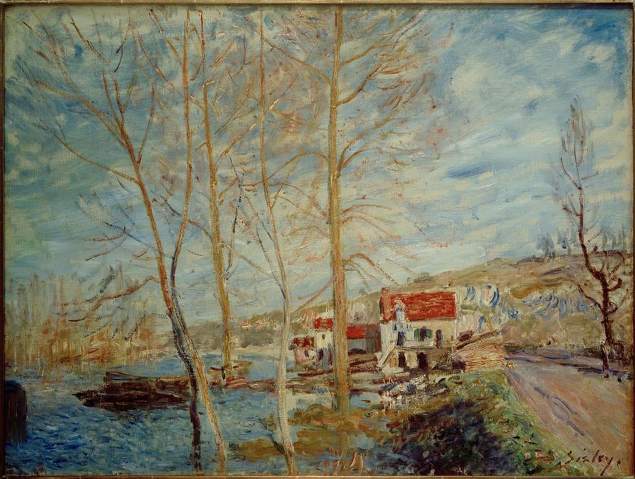ARTXLXXBN Famous Painting Canvas Artwork Graffiti Print Linondation À Moret by Alfred Sisle Portrait Canvas Image for Home Decor 60x90cm