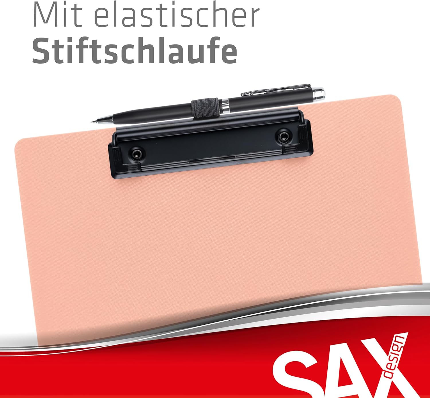 Sax Folding Clipboard Grapefruit Clipboard A4 to A5 Portrait and Landscape Format Ideal for Travel and Business Holds 30 Sheets Includes Elastic Closure Band and Pen Loop Durable & Shockproof