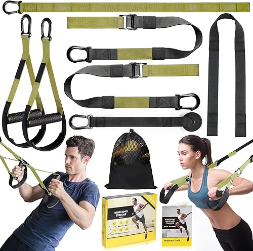 Home Resistance Training Kit, Resistance Trainer Exercise Straps with Handles, Door Anchor and Carrying Bag for Home Gym, Bodyweight Resistance