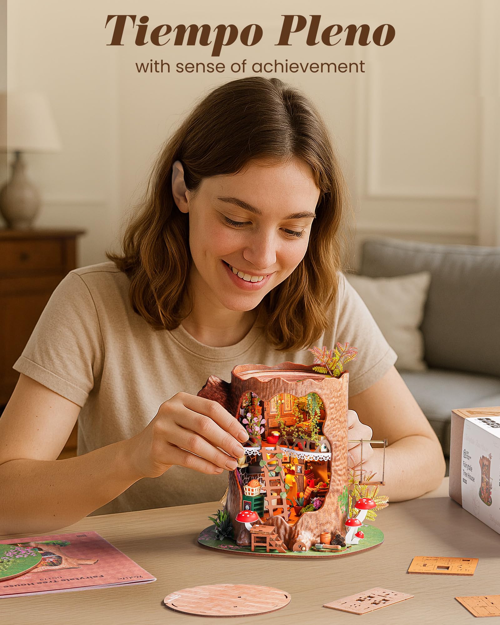 Rolife Maquetas Casa del árbol de Cuento de hadas-275 Piezas DIY Miniature House Diorama, Casas Miniaturas para Montar Puzzle 3D Madera para Adultos ¡Ningún Pegamento Necesario Regalo reconfortante