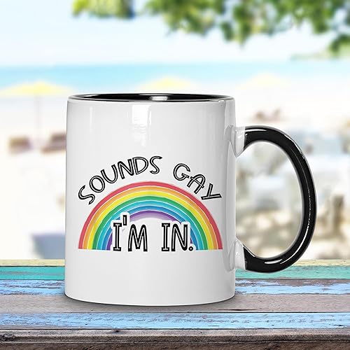 Miniatura 5 de Mens Sounds Gay I'm in With Rainbow Flag For Pride Month Cute Cups Acent Taza de café de 11 oz