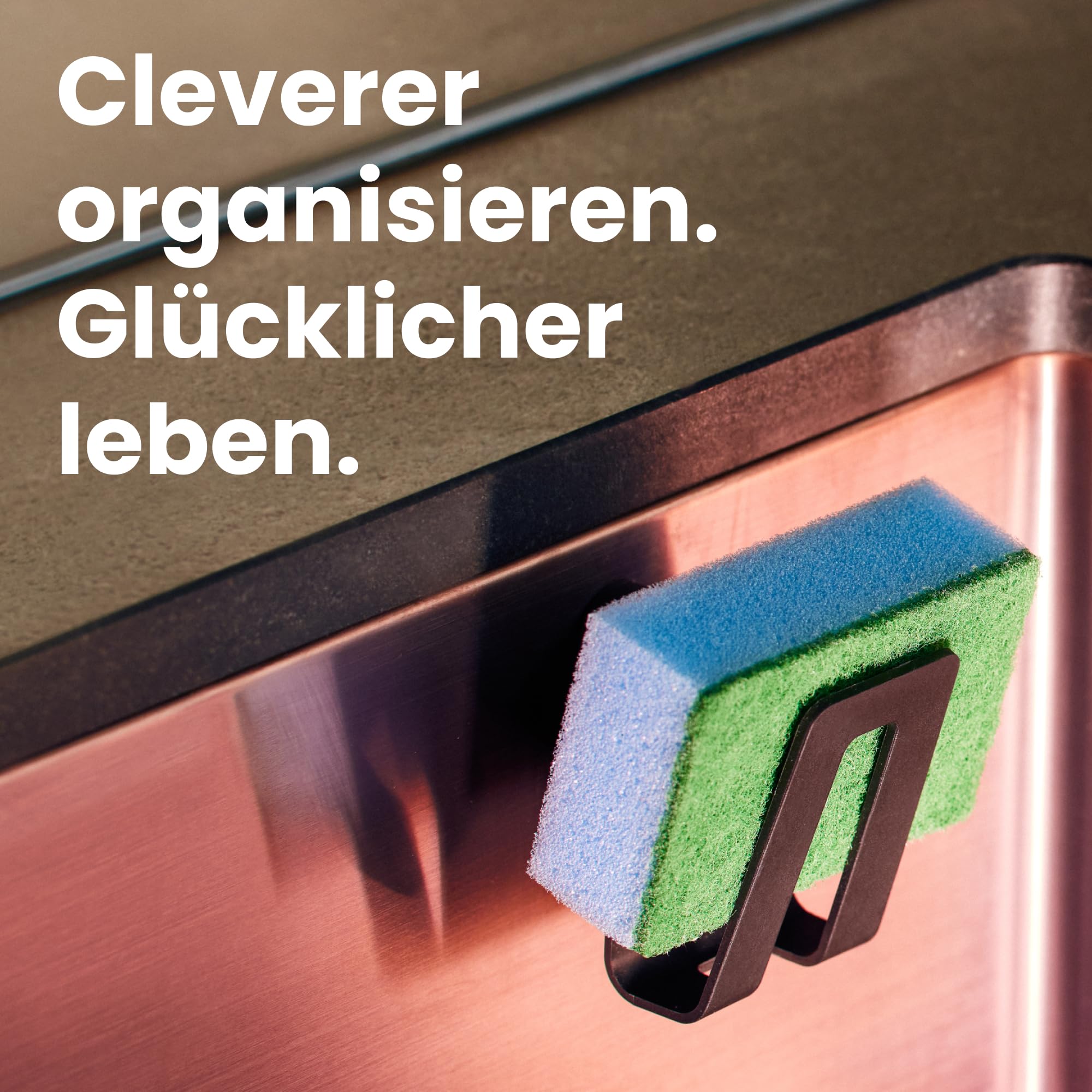 Magnetischer Schwammhalter - Biokomposit, Wandmontage - Mehr Ordnung & Spülbecken Organizer magnetisch - Einfache Montage - Magnet für Spüle - Vielseitiger Magnethalter für Schwämme