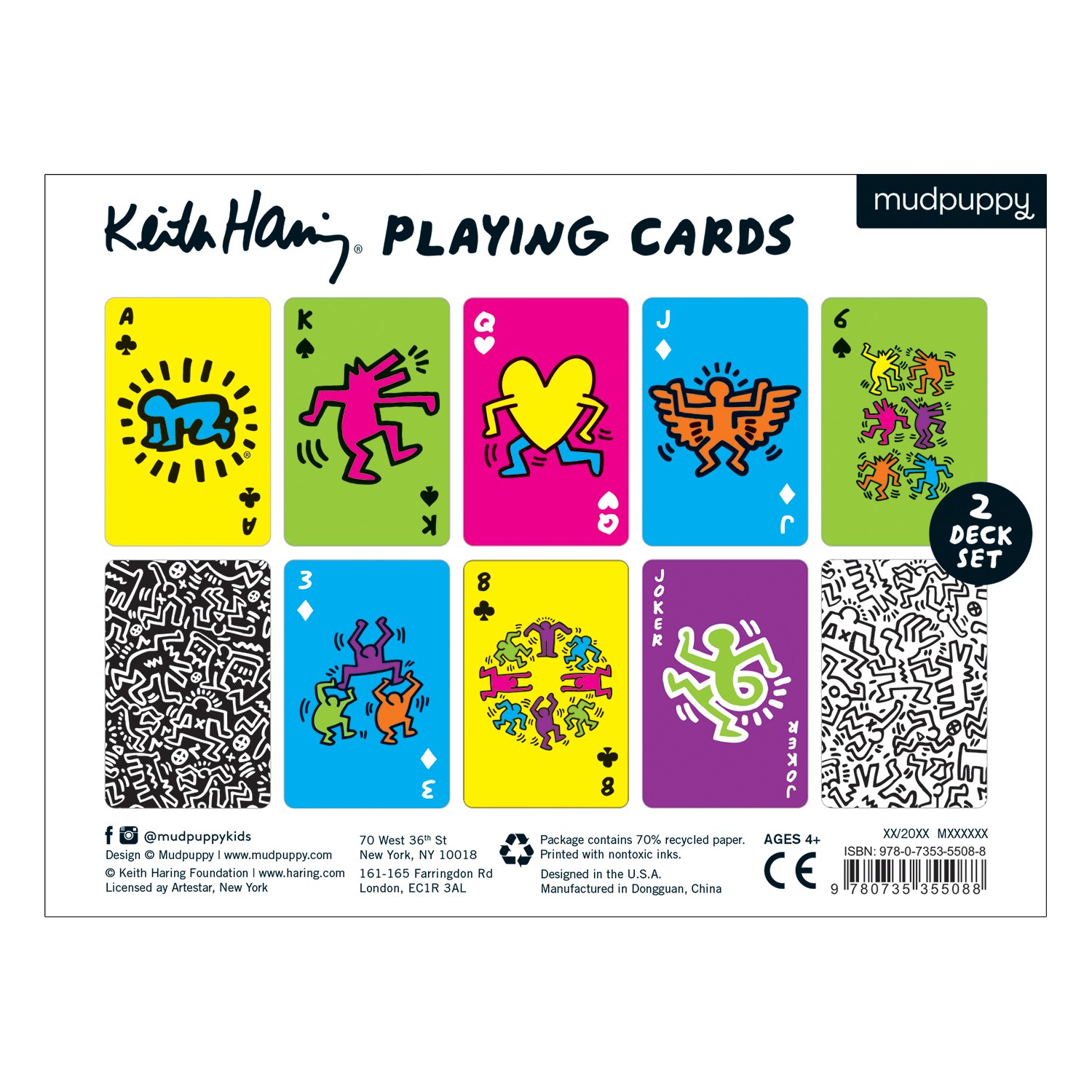 Mudpuppy Keith Haring Playing Card Set Ages 4 2 Decks Of 54 Playing Cards Features The Colorful Playful Art Of Keith Haring In A Sturdy Drawer Box For Easy Storing Amazon Sg