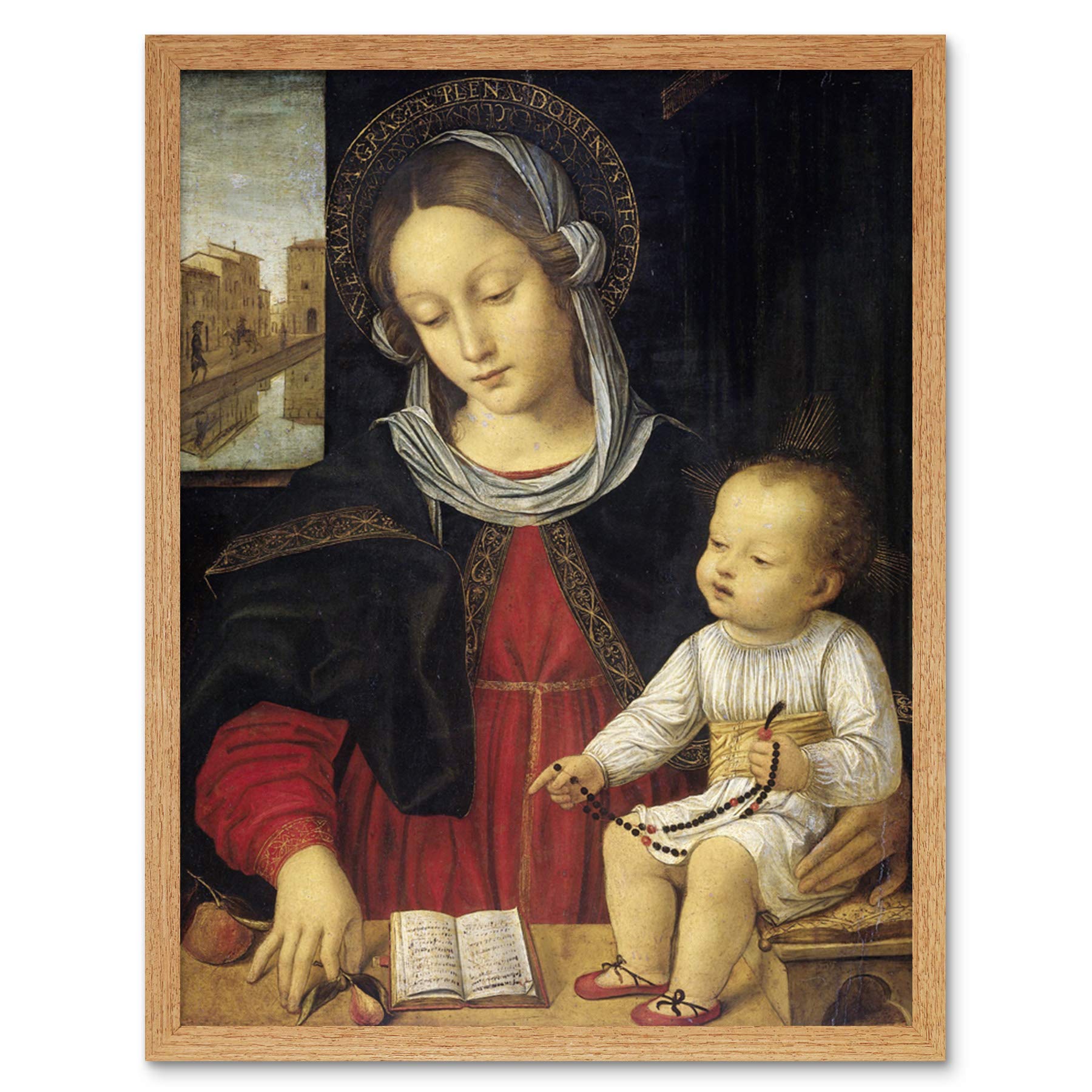 Artery8 Borgognone Madonna And Child Religious Painting Art Print Framed Poster Wall Decor 12x16 inch