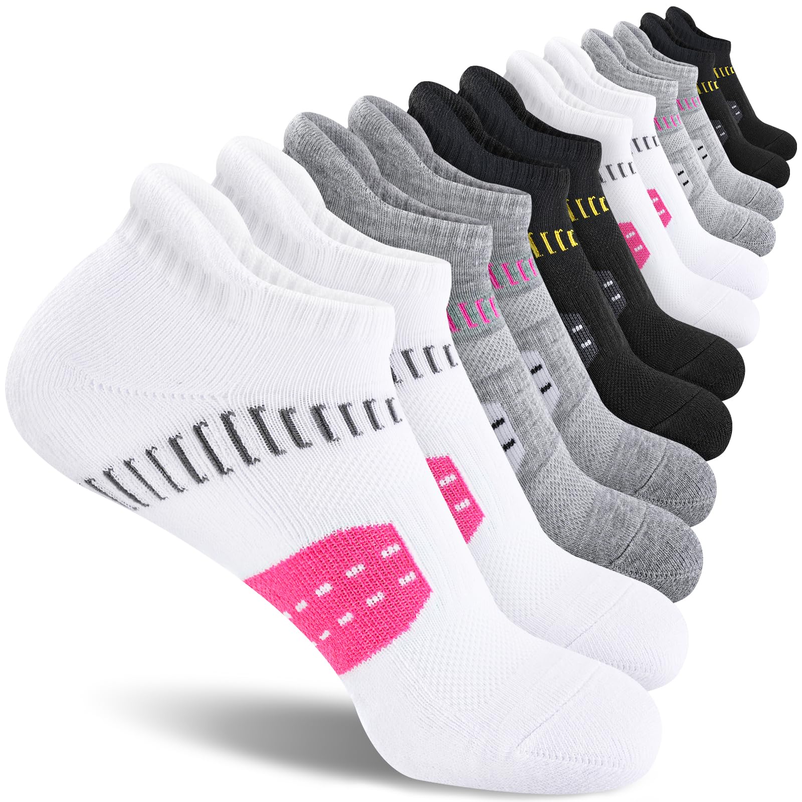 Calcetines de Deporte Mujer Antiampollas Transpirables con Soporte Acolchado, Calcetines Tobilleros para Running, 6 Pares