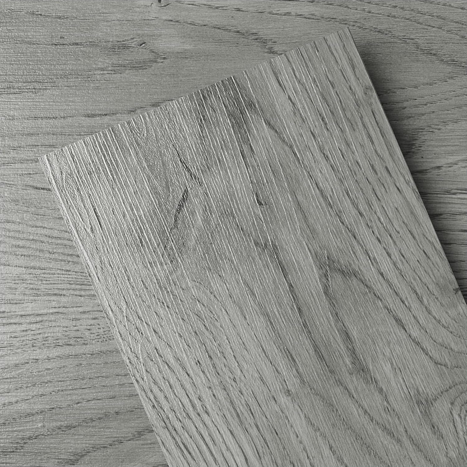 Peel and Stick Floor Tile Vinyl Wood Plank 36-Pack 54 Sq.Ft, Washed Grey, Rigid Surface Hard Core Easy DIY Self-Adhesive Flooring
