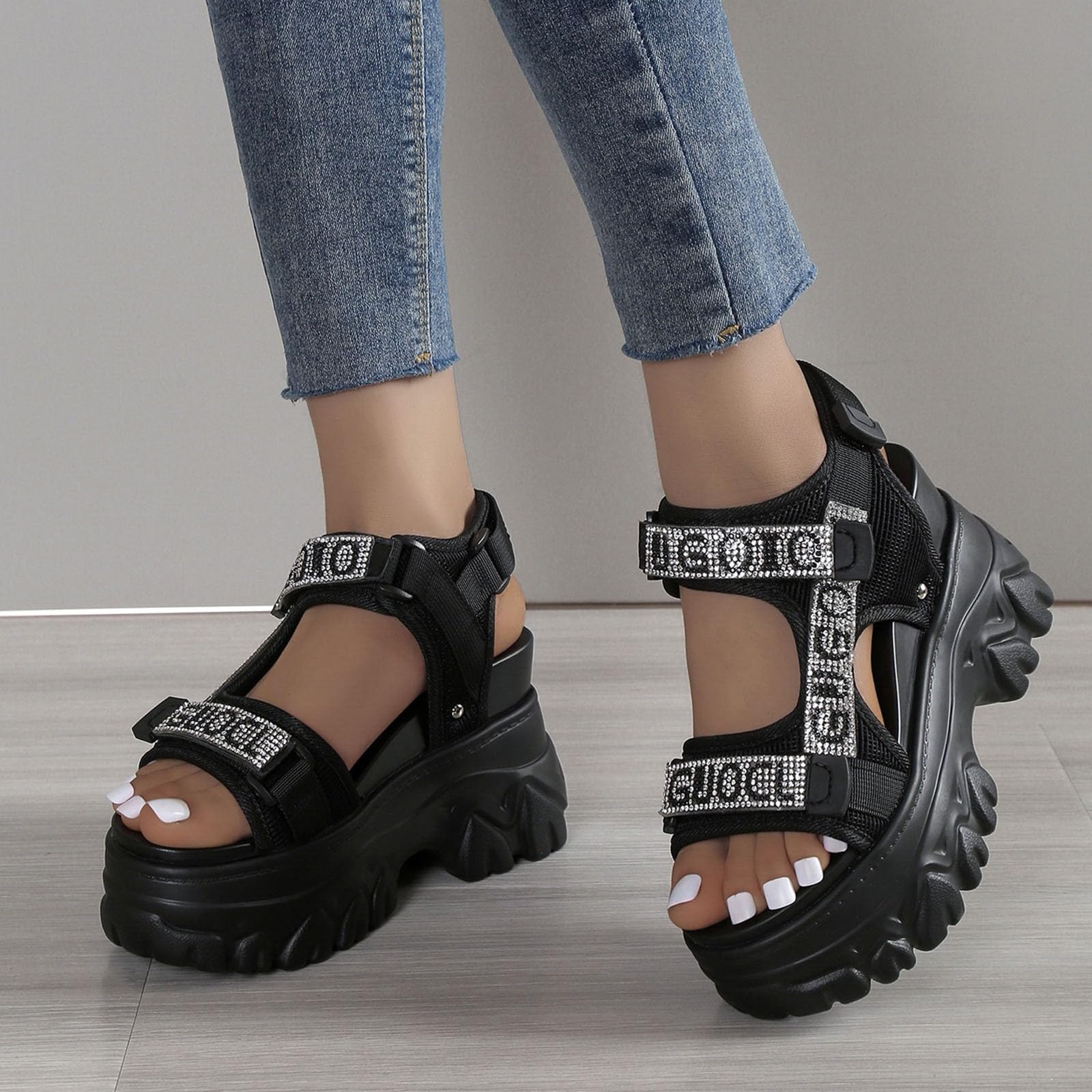 Generico Sandali Con Cinturino Casual Donna Estive Eleganti Scarpe Da Torta Suola Spessa Tacchi Alti E 35 Sandalo Elegante Estivi Comodi Sandaletti Estate Trekking Comode Camminata Comodo