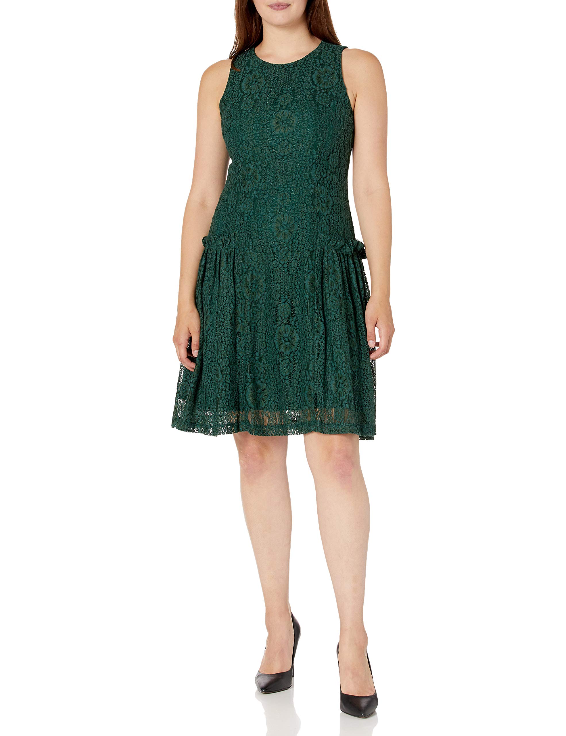 Gabby SkyeWomen's Sleeveless Round Neck Lace A-line Dress