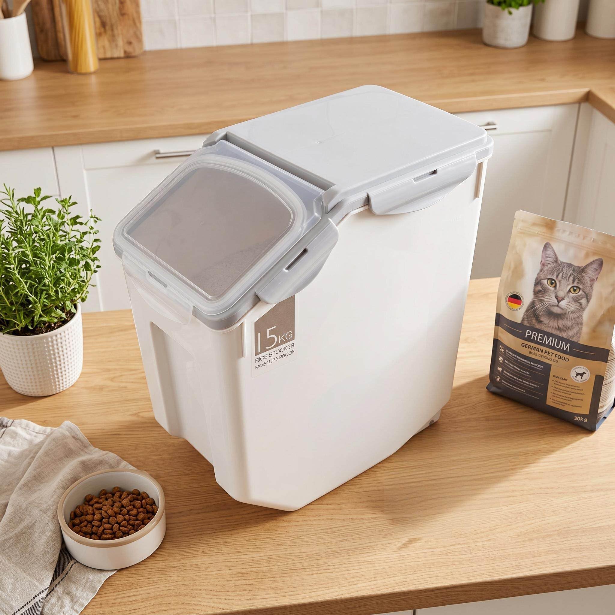 Contenitore per Alimenti da 15 kg, Contenitore di Stoccaggio con Doppia Sigillatura, Tenuta Antiumidità, Realizzato in Materiale ABS, Ideale per Cereali, Farina, Zucchero e Altri Prodotti Alimentari