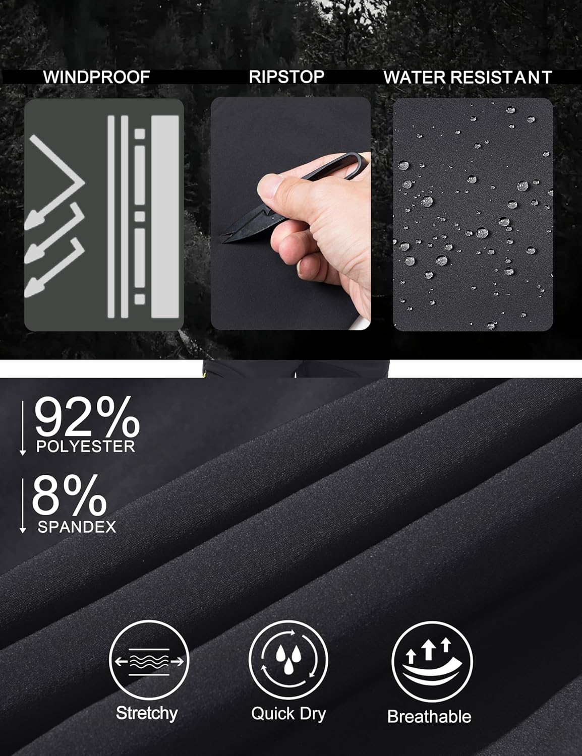 MAGCOMSEN Snow Pants for Men Water Resistant Fleece Lined 5 Zipper Pockets Winter Snowboard Hiking Insulated Ski Pants - Image 5