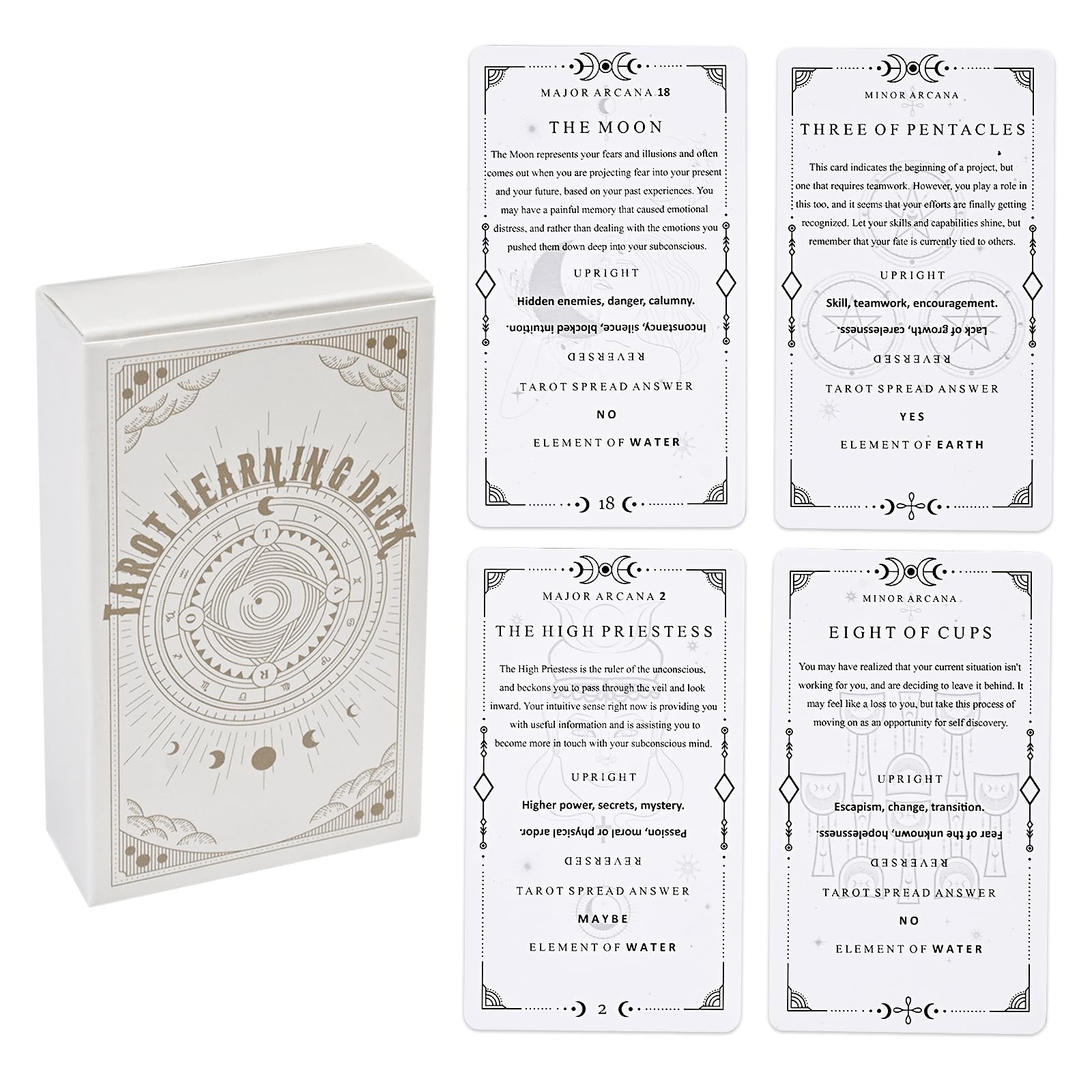 78 Clear Text Pattern Tarot Cards, Classic Tarot Learning Deck Fortune Telling Game with Meanings on Them for Beginner